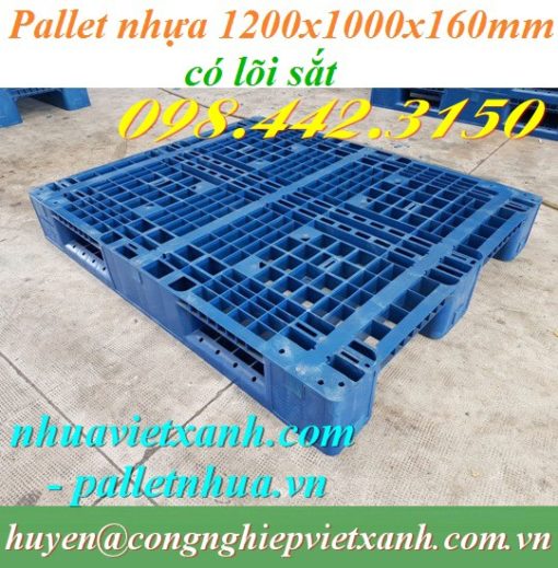 Pallet nhựa 1200x1000x160mm có lõi sắt