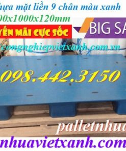 Pallet nhựa mặt liền 1200x1000x120mm