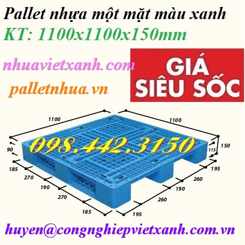 Pallet nhựa 1100x1100x150mm 3 đường thẳng