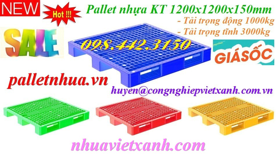 Pallet nhựa 1200x1200x150mm đan thanh