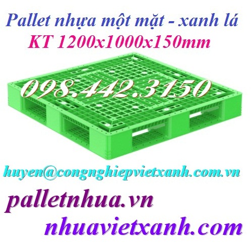 Pallet nhựa 1200x1000x150mm xanh lá