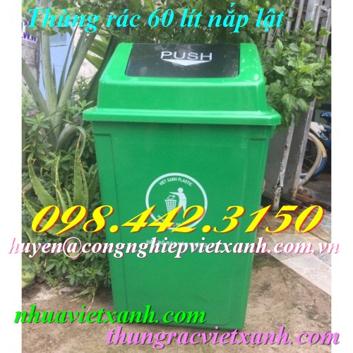 Thùng rác 60 lít nắp lật nhựa HDPE