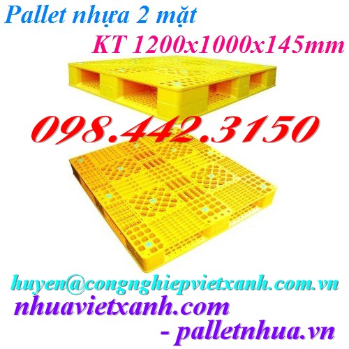 Pallet nhựa 2 mặt PL02HG 1200x1000x145mm