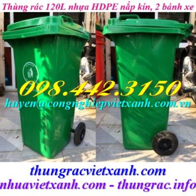 Thùng rác 120 lít nhựa HDPE