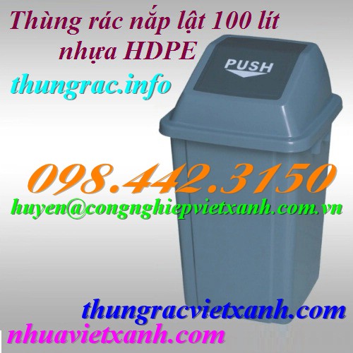 Thùng rác nắp lật 100 lít nhựa HDPE