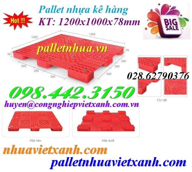 Pallet nhựa 1200x1000x78mm PL03LS
