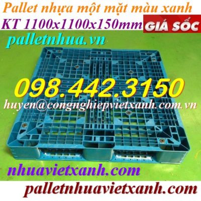 Pallet nhựa 1100x1100x150mm xanh nhạt