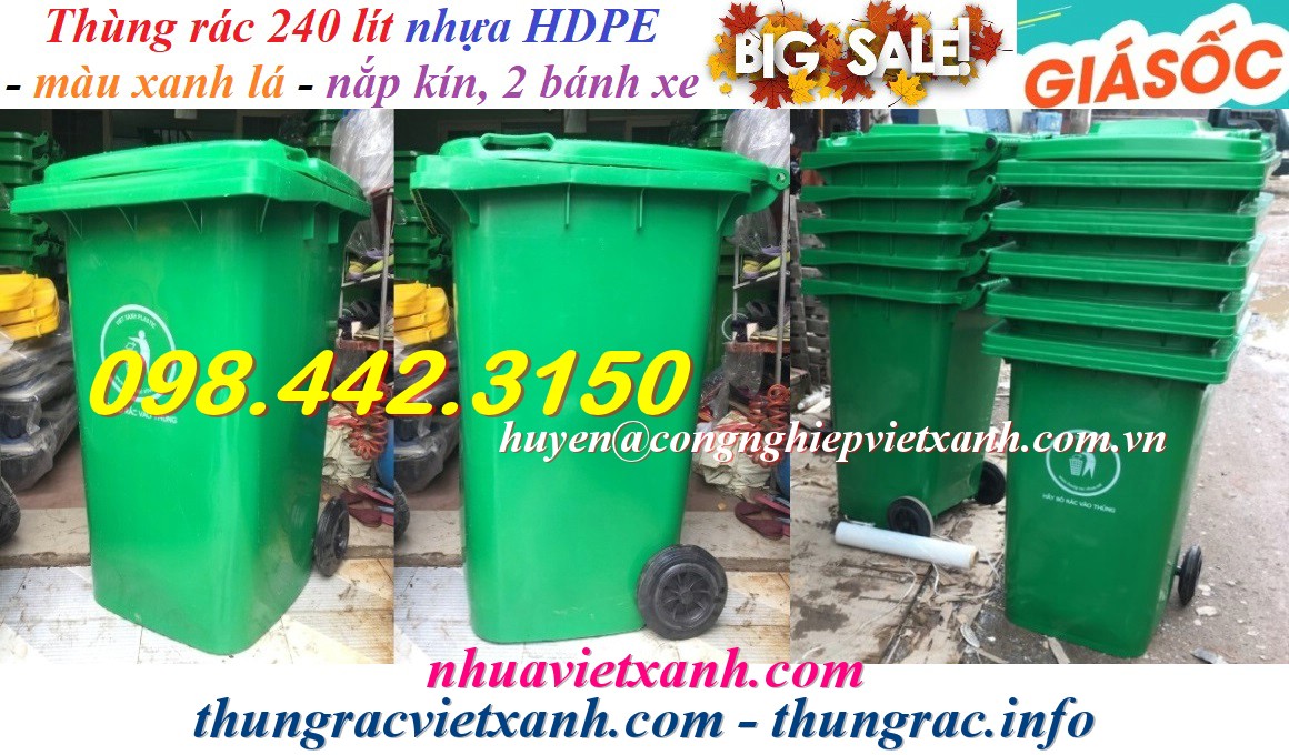 Thùng rác 240 lít nhựa HDPE