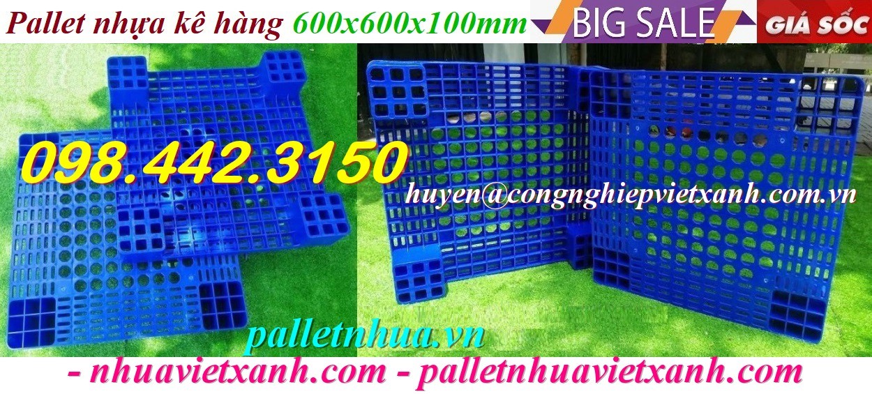 Pallet nhựa 600x600x100mm PL07LS xanh dương