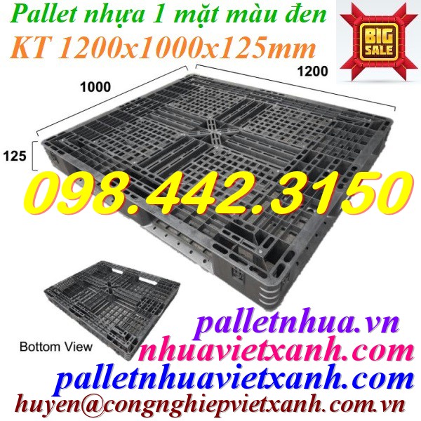 Pallet nhựa 1200x1000x125mm màu đen