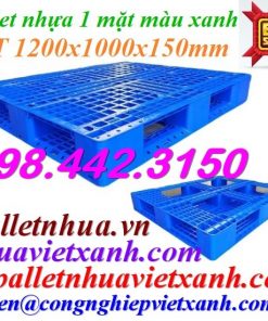 Pallet nhựa 1200x1000x150mm xanh dương