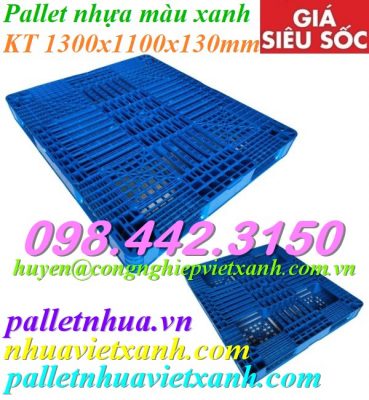 Pallet nhựa 1300x1100x130mm màu xanh