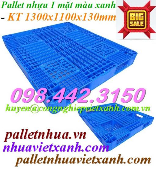 Pallet nhựa 1300x1100x130mm màu xanh dương