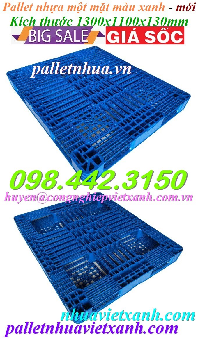 Pallet nhựa 1300x1100x130mm xanh tái chế