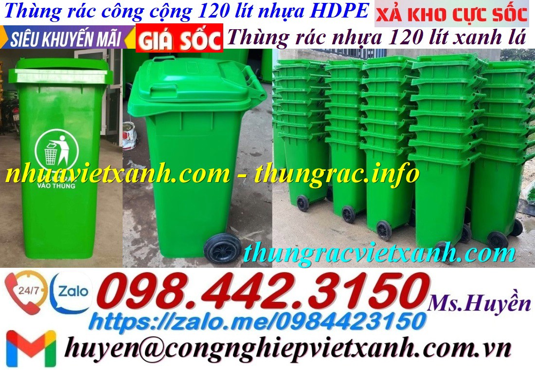 Thùng rác công cộng 120 lít nhựa HDPE