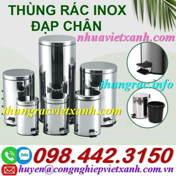 Thùng rác inox đạp chân