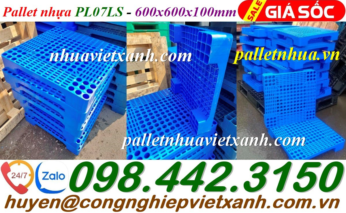 Pallet nhựa PL07LS - 600x600x100mm hàng mới