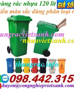 Thùng rác 120L nhựa HDPE 2 bánh xe