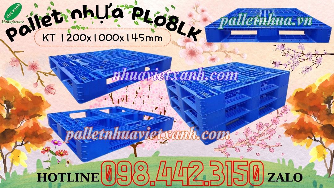 Pallet nhựa 1200x1000x145mm PL08LK xanh dương