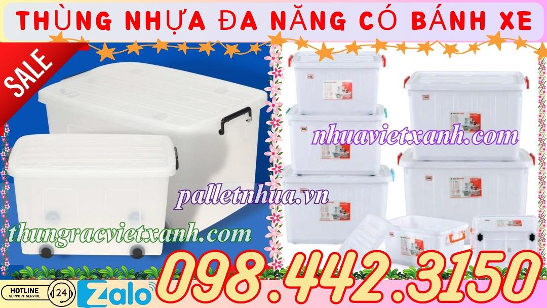 Thùng nhựa đa năng có bánh xe