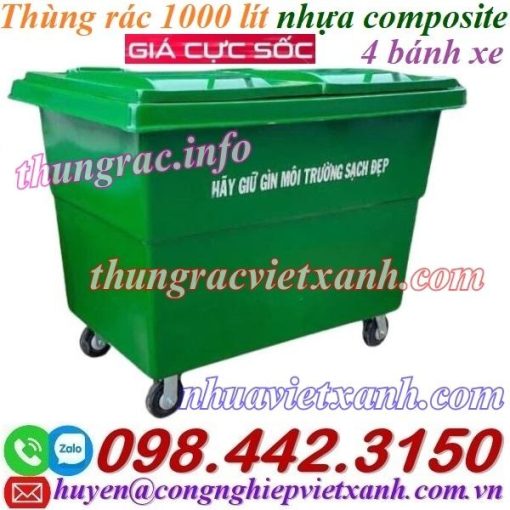 Thùng rác 1000 lít 4 bánh xe