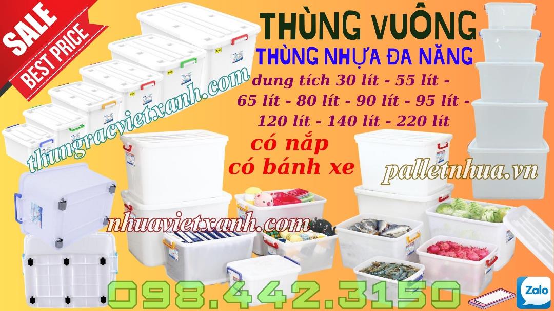 Thùng vuông đa năng có bánh xe