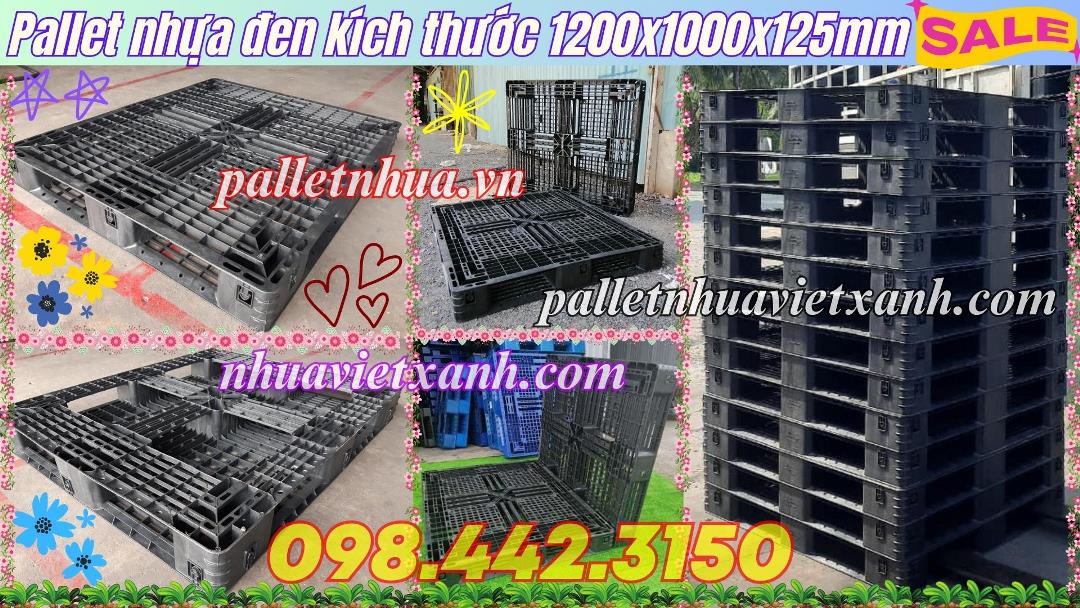 Pallet nhựa đen kích thước 1200x1000x125mm