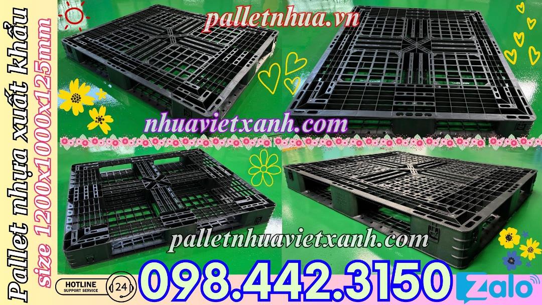 Pallet nhựa xuất khẩu màu đen 1200x1000x125mm