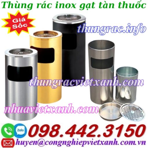 Thùng rác inox gạt tàn thuốc