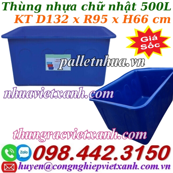 Thùng nhựa chữ nhật 500L Thùng nhựa chữ nhật 500L