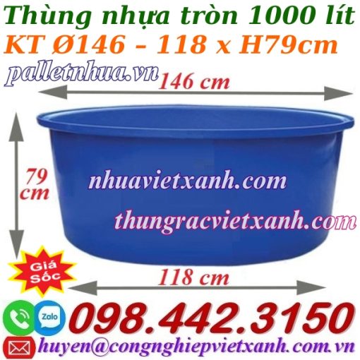 Thùng nhựa tròn 1000 lít