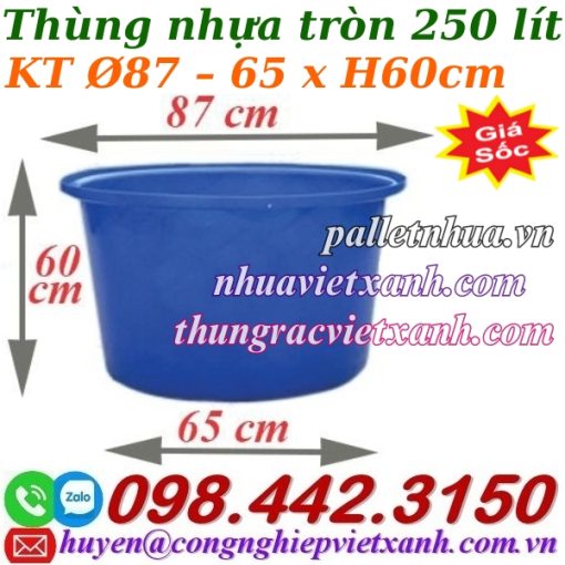 Thùng nhựa tròn 250 lít