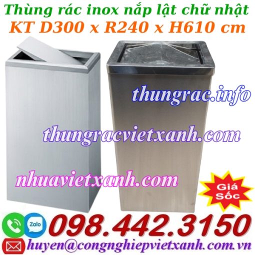 Thùng rác inox nắp lật chữ nhật