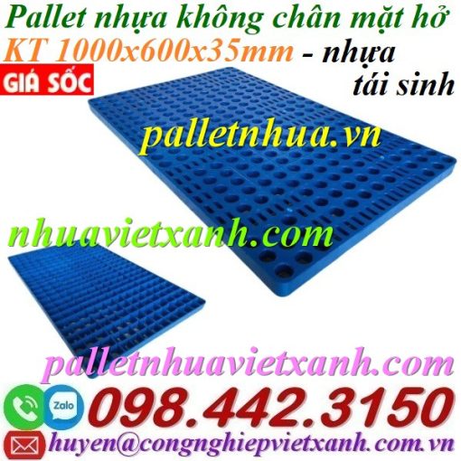 Pallet nhựa không chân 1000x600x35mm mặt hở nhựa tái sinh