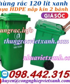 Thùng rác nhựa 120L xanh lá