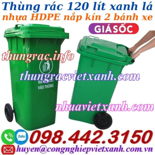 Thùng rác nhựa 120L xanh lá