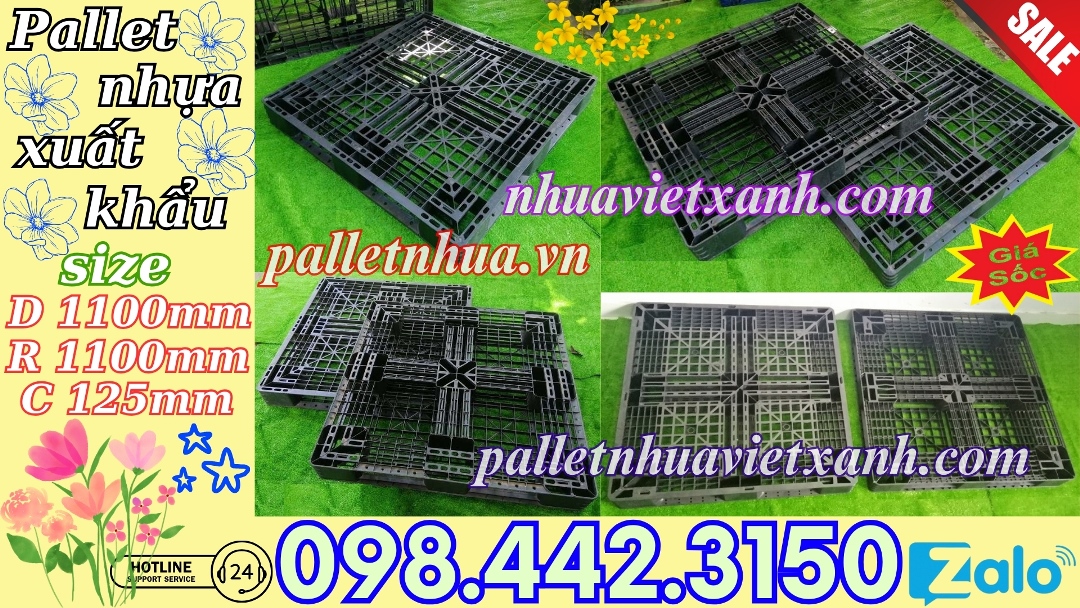 Pallet nhựa xuất khẩu size 1100x1100x125mm