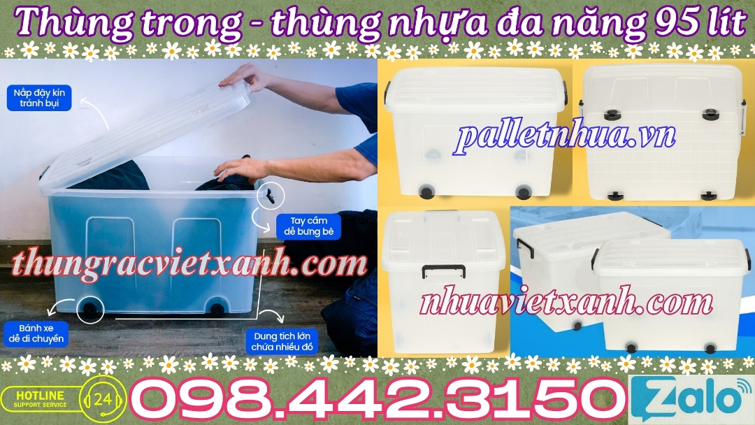 Thùng nhựa trong 95 lít AS9550