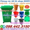 Thùng rác 60 lít nhựa HDPE nắp kín 4 bánh xe nhều màu