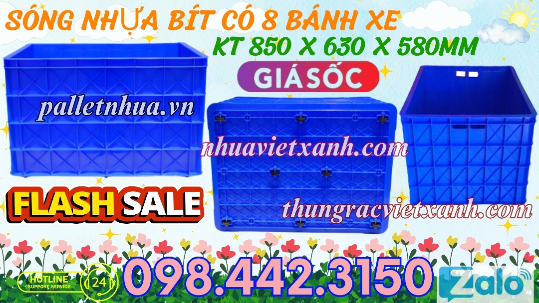 Sóng nhựa bít có 8 bánh xe