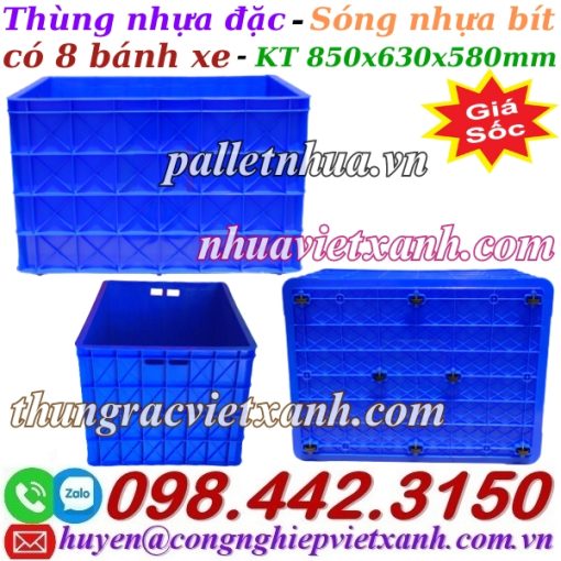 Sóng nhựa bít HS040 có 8 bánh xe