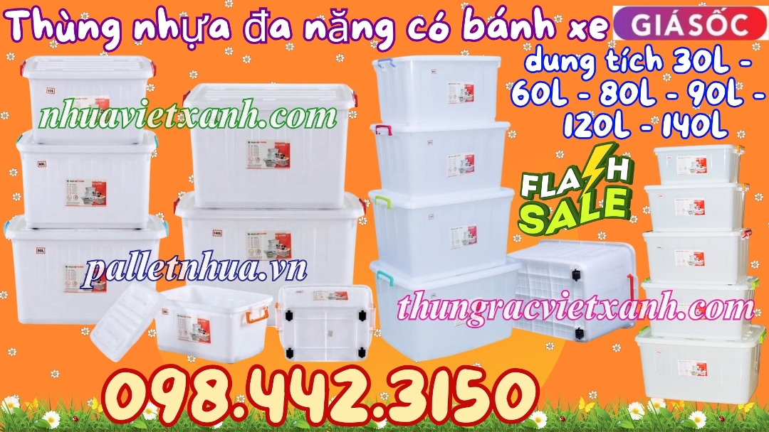 Thùng nhựa đa năng có bánh xe