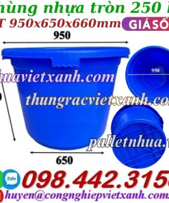 Thùng nhựa tròn 250 lít