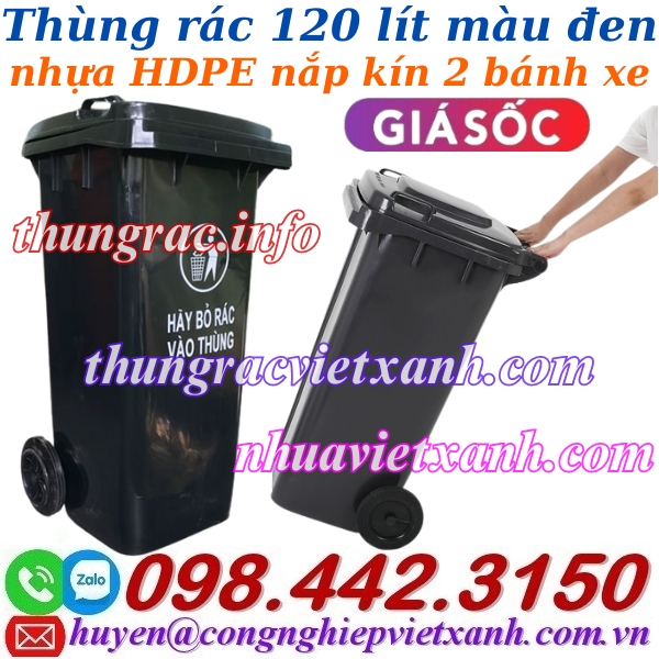 Thùng rác 120 lít màu đen