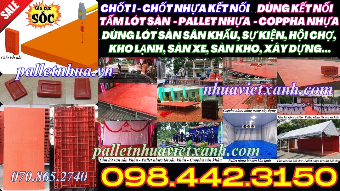 Chốt nhựa kết nối pallet nhựa lót sàn sân khấu