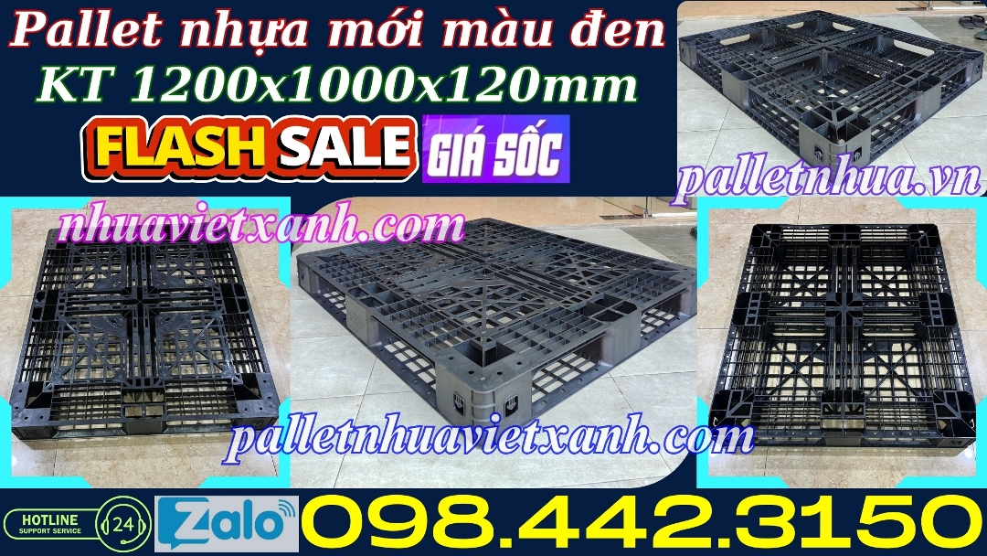 Pallet nhựa mới 1200x1000x120mm màu đen