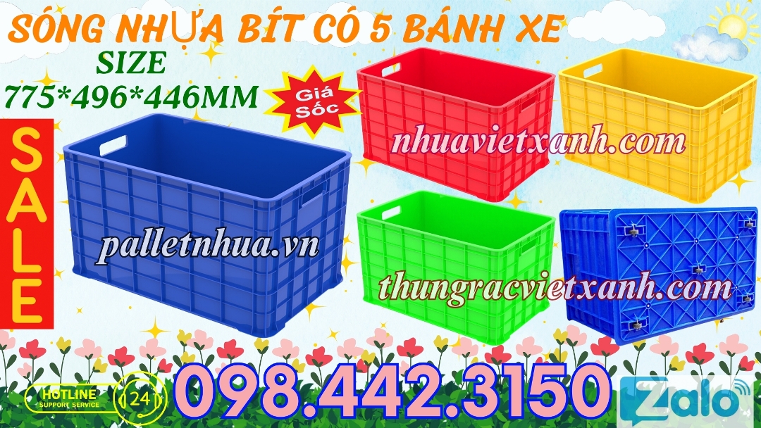 Sóng nhựa bít có 5 bánh xe