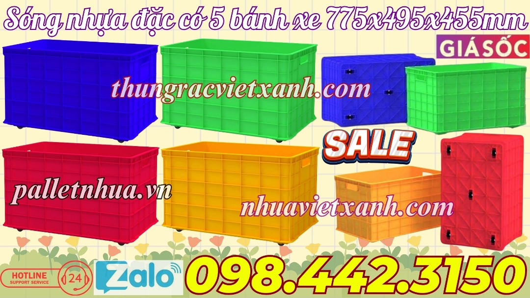 Sóng nhựa đặc có 5 bánh xe