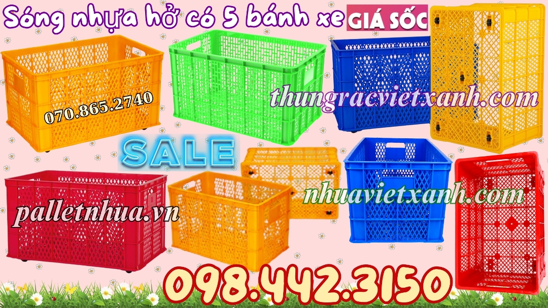 Sóng nhựa đan lưới có 5 bánh xe