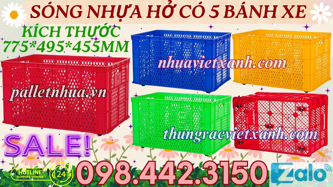 Sóng nhựa hở có 5 bánh xe